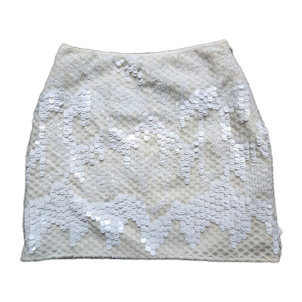 Alice + Trixie XS White Sequin Mini Skirt Clubwear Cocktail Party Sexy Glam